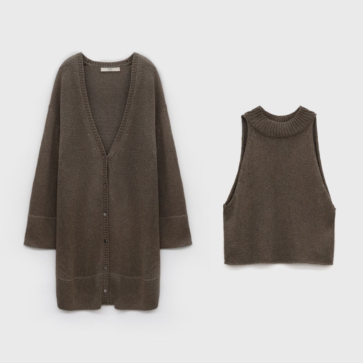 Arch The Halterneck Knit Pullover and Wide Organic Knit Cardigan