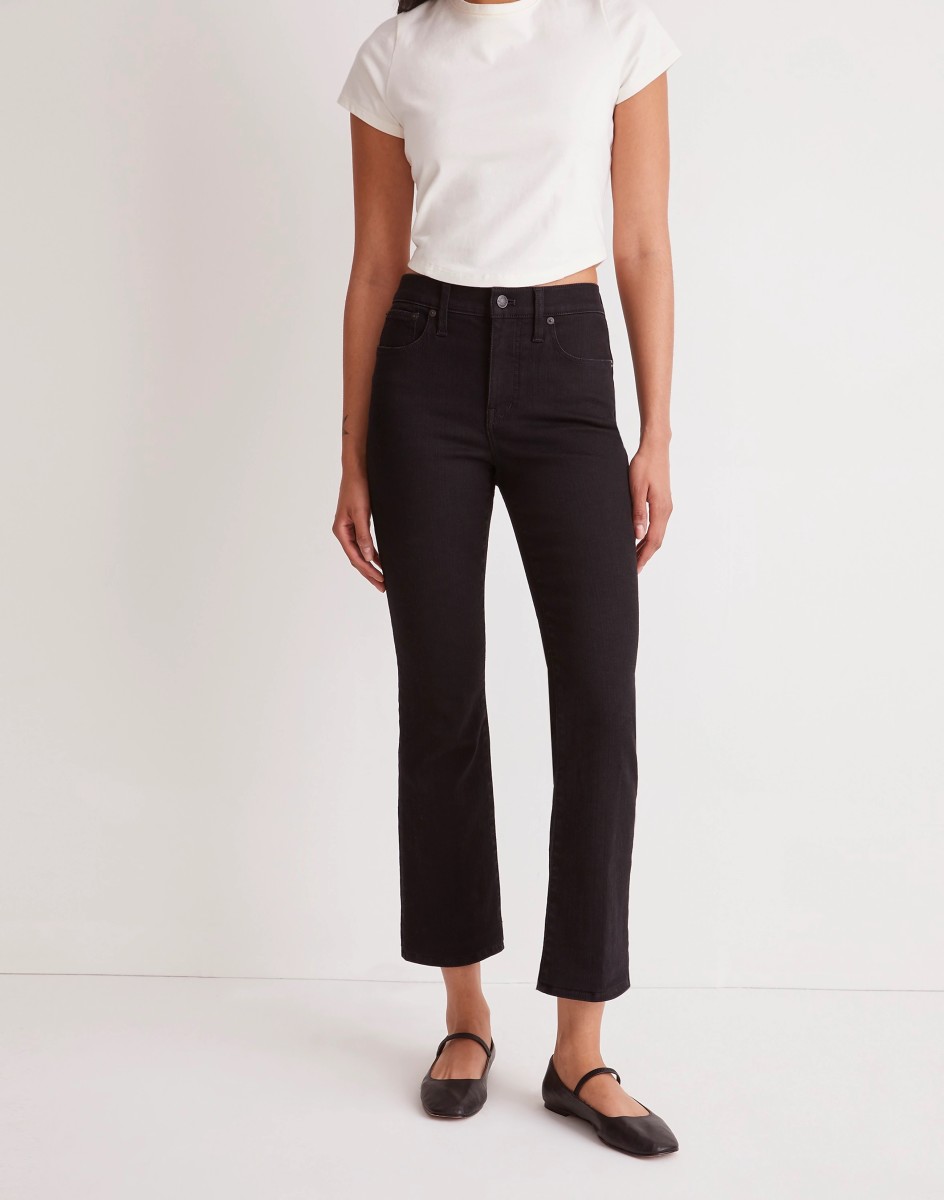 Madewell Kick Out Crop Jeans in Black Rinse Wash, $138, available here (sizes 23-33 and 14-28W)