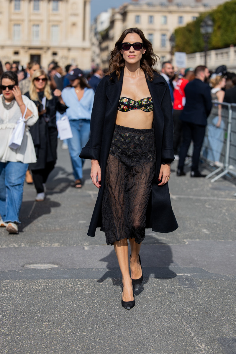 Street Style Stars Wearing Sports Bras To Fashion Shows In Paris