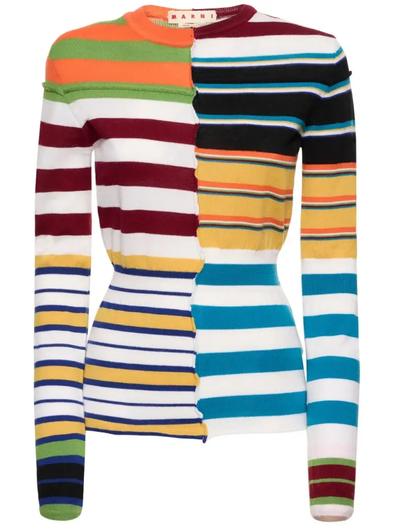 MARNI Kids Striped Wool Knit Jumper in Multicolour